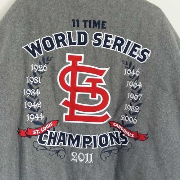St. Louis Cardinals MLB Reversible Melton Jacket XL JH Design Heathered Gray‎ - Picture 9 of 16